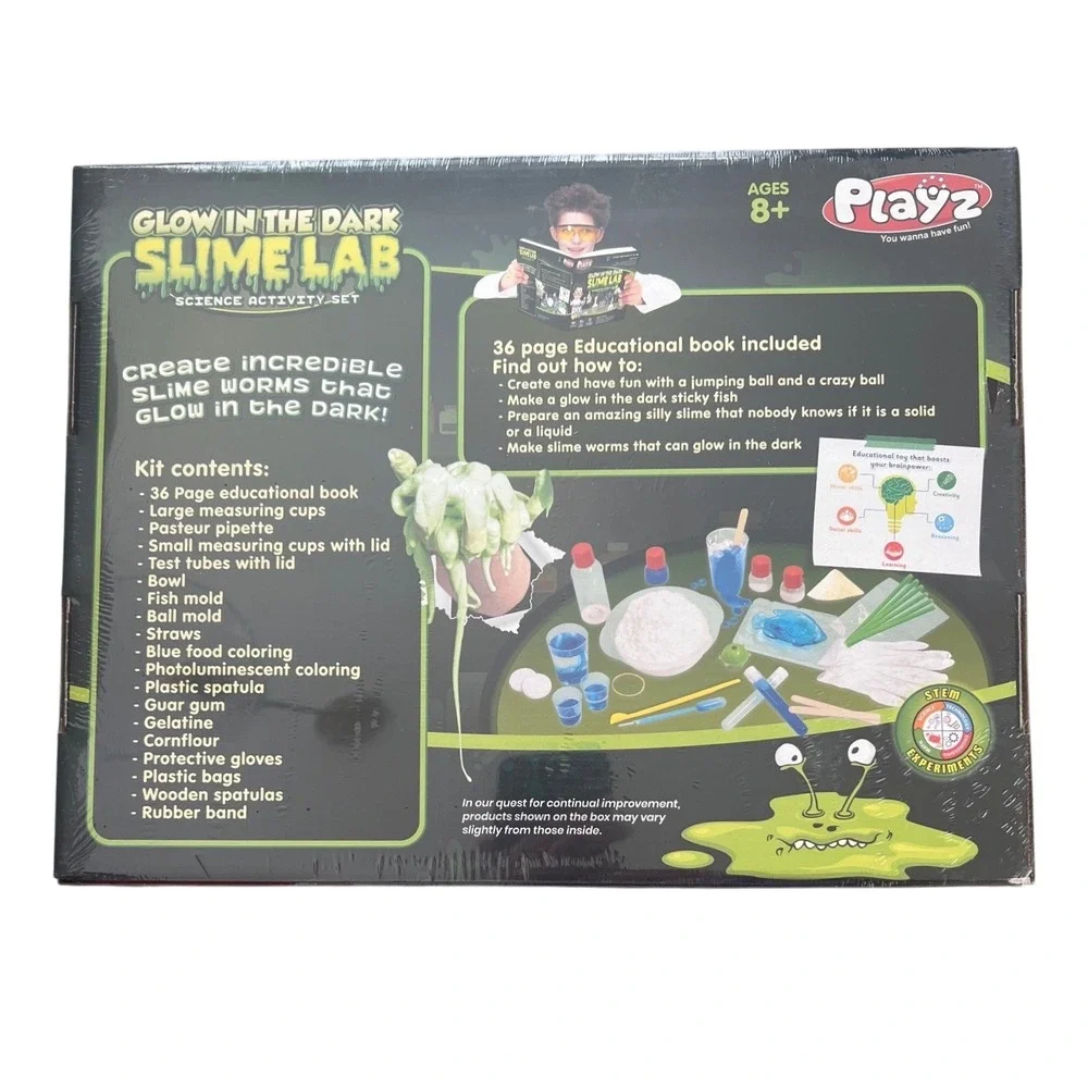 Glow In The Dark Slime Lab Science Activity Set For Ages 8+ Playz New